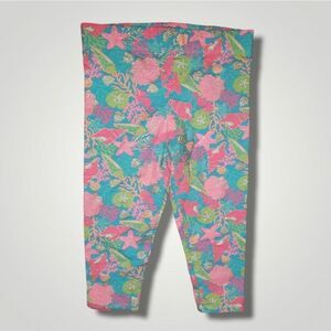Cynthia Rowley Pink and blue sea horse and starfish Capri legging size 7 8